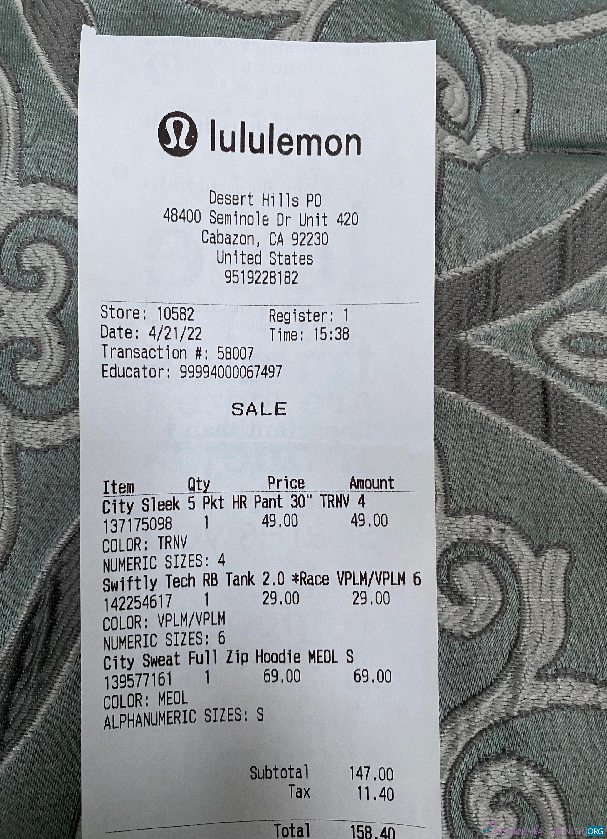 Download USA Lululemon shop payment receipt Photoshop template